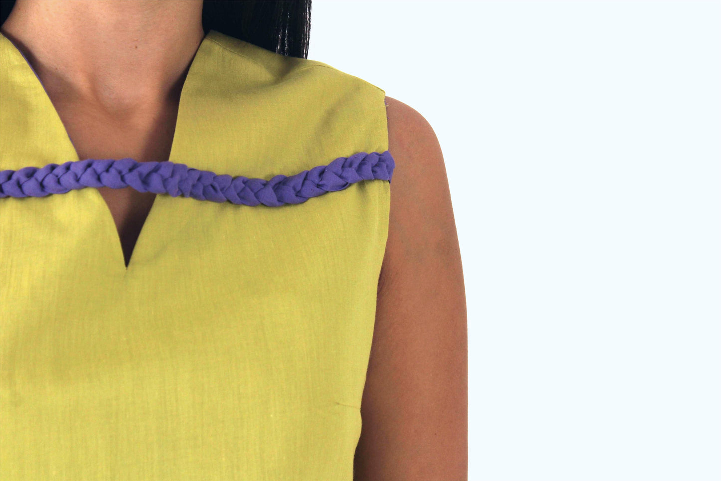 Hand-Braided Cotton-Linen Mini Dress