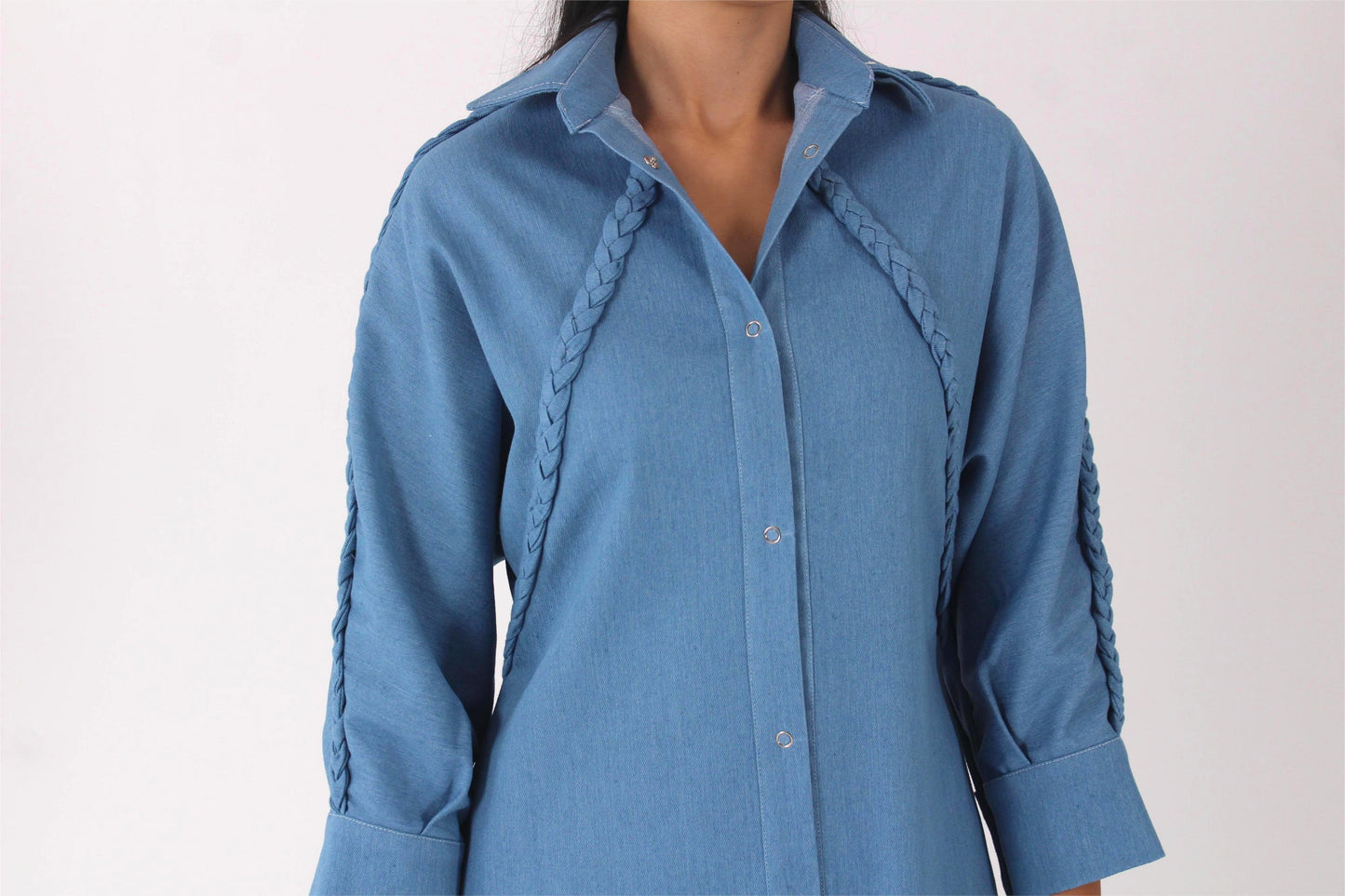 Um Al Jadayel Denim Shirt Dress
