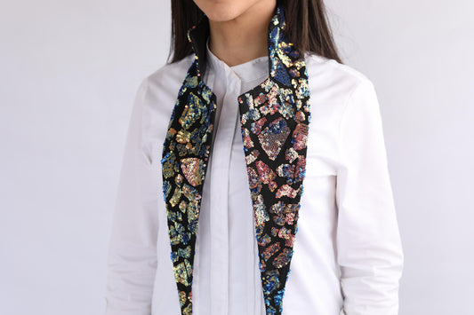 Jacket Collar With Gold And Navy Pattern, From Ward By Safa