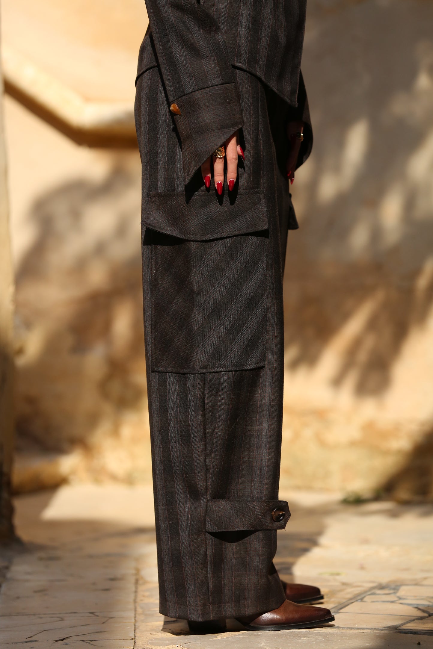 Balloon-Cut Trousers with Adjustable Ankle Strap