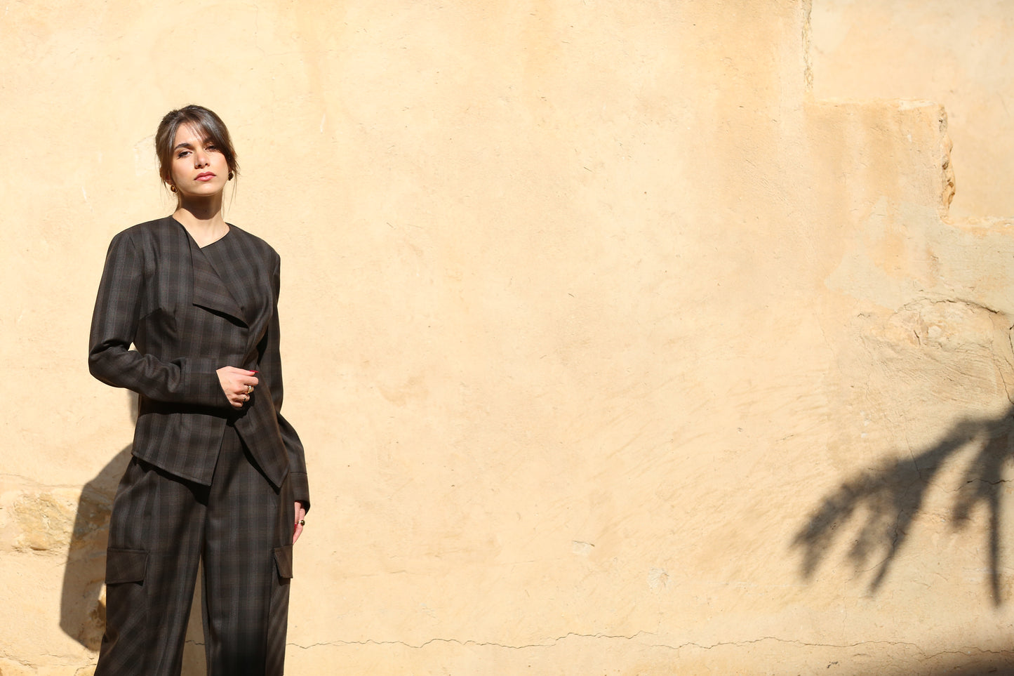 Asymmetrical Fitted Blazer with Open Flap