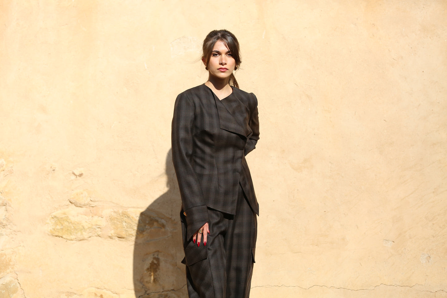 Asymmetrical Fitted Blazer with Open Flap