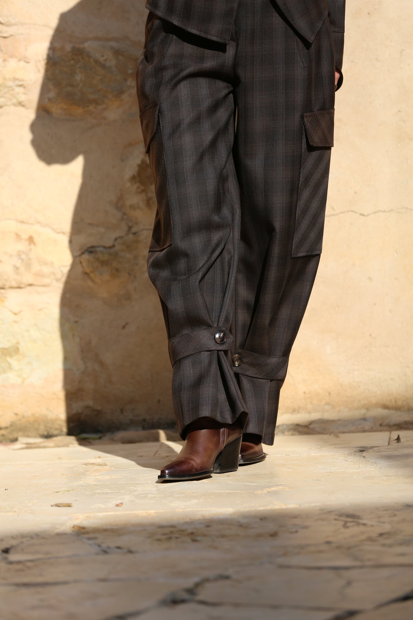 Balloon-Cut Trousers with Adjustable Ankle Strap