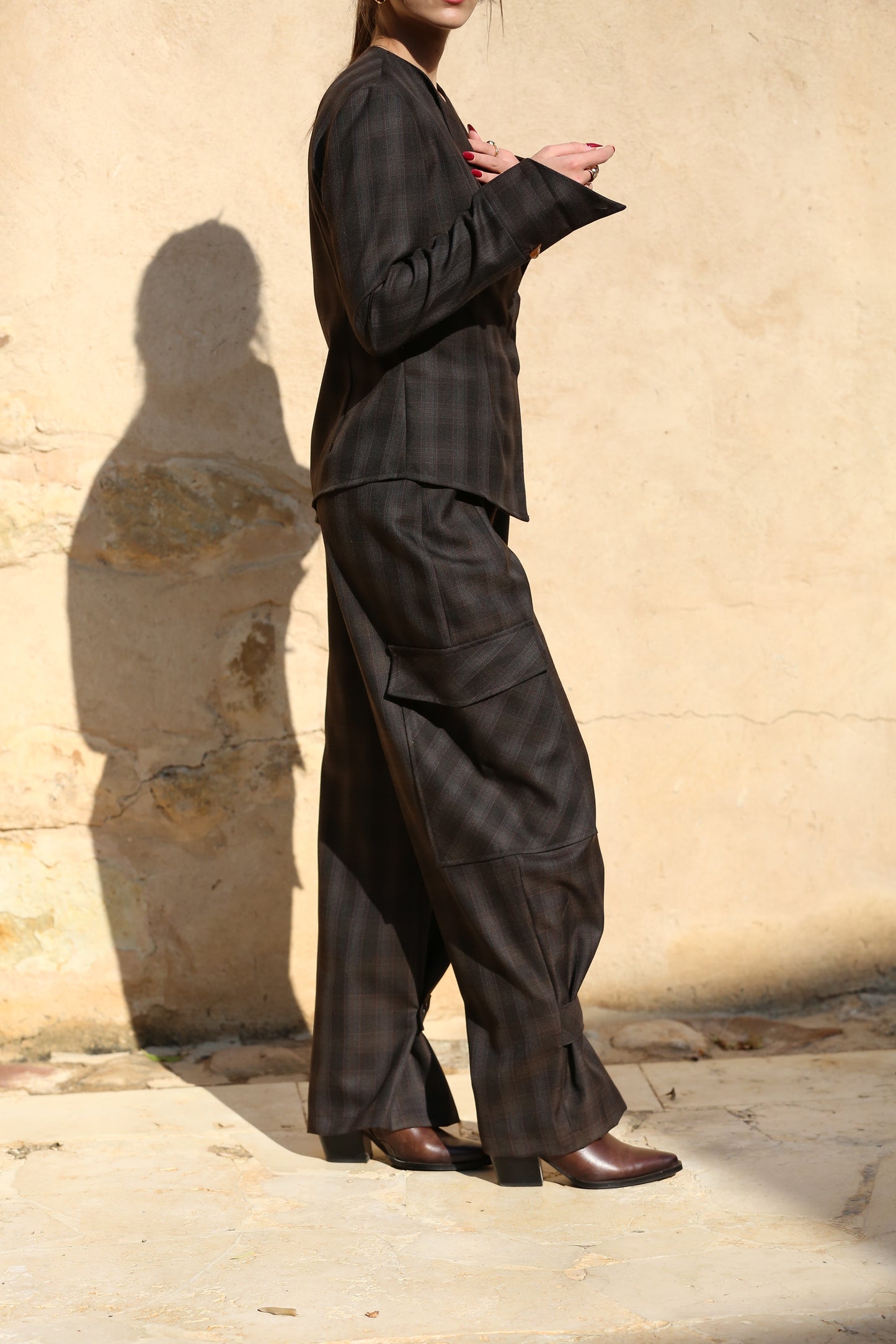Balloon-Cut Trousers with Adjustable Ankle Strap
