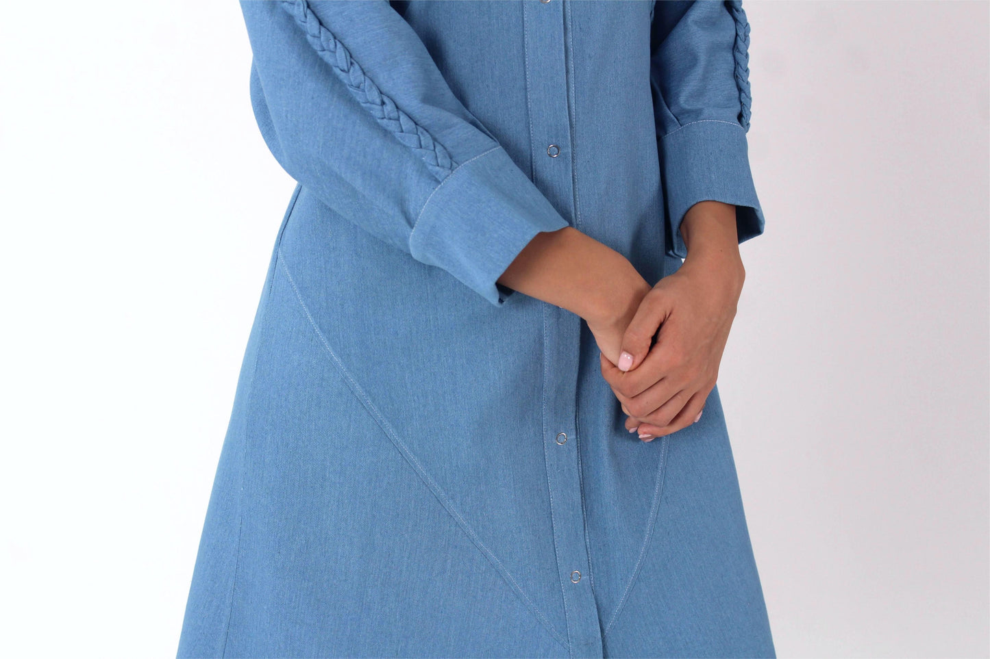 Um Al Jadayel Denim Shirt Dress