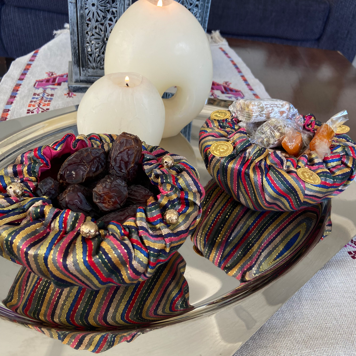 Set of two Sayah dates/ nuts/ chocolate bowl cover, From Nabila's Creations