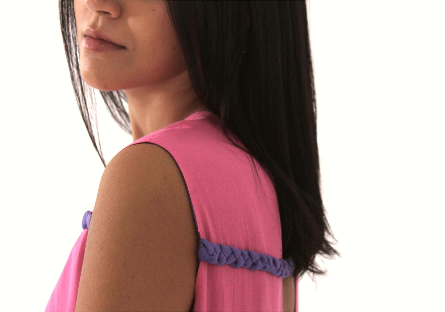 Hand-Braided Cotton-Linen Mini Dress