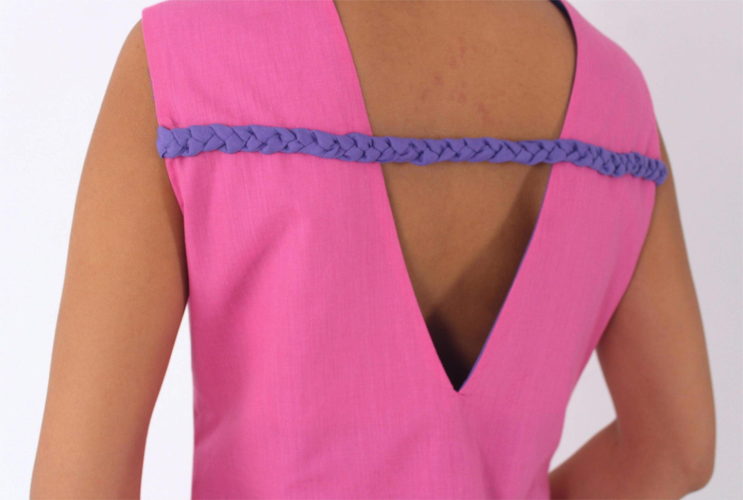 Hand-Braided Cotton-Linen Mini Dress