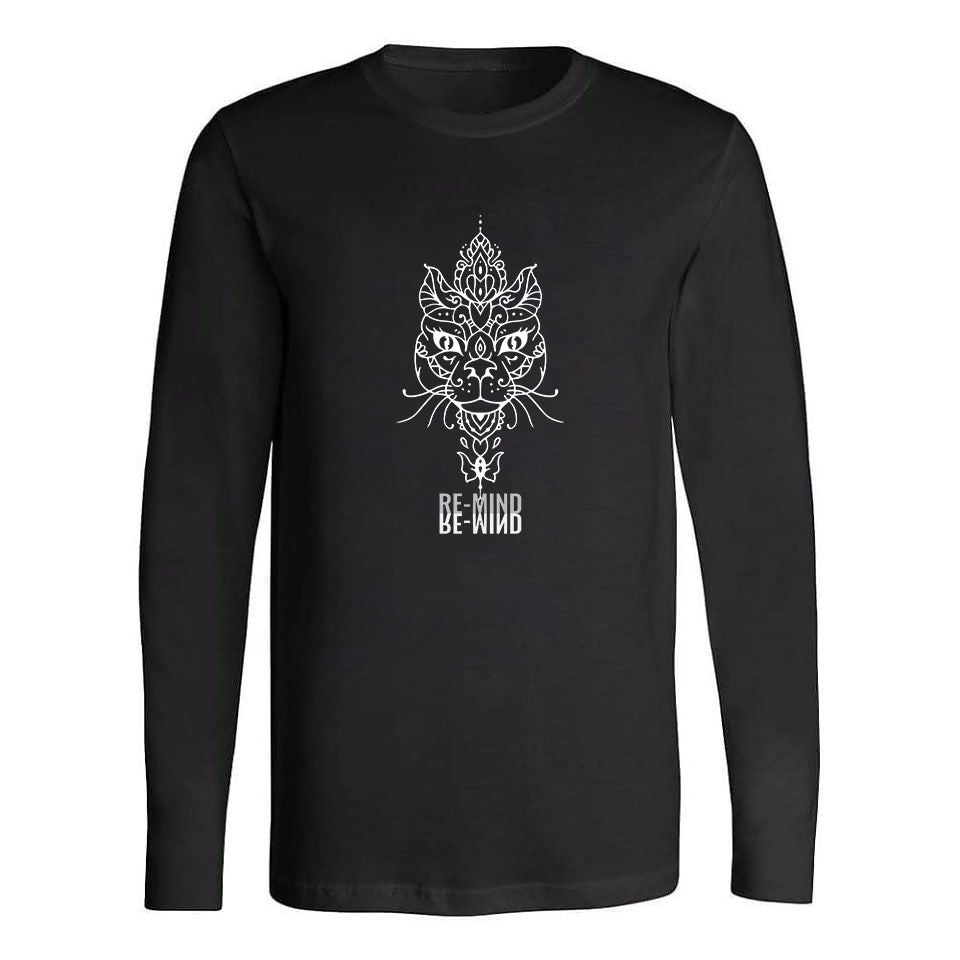 'Cat Mandala' long sleeve tee-shirt, by Re-Mind'