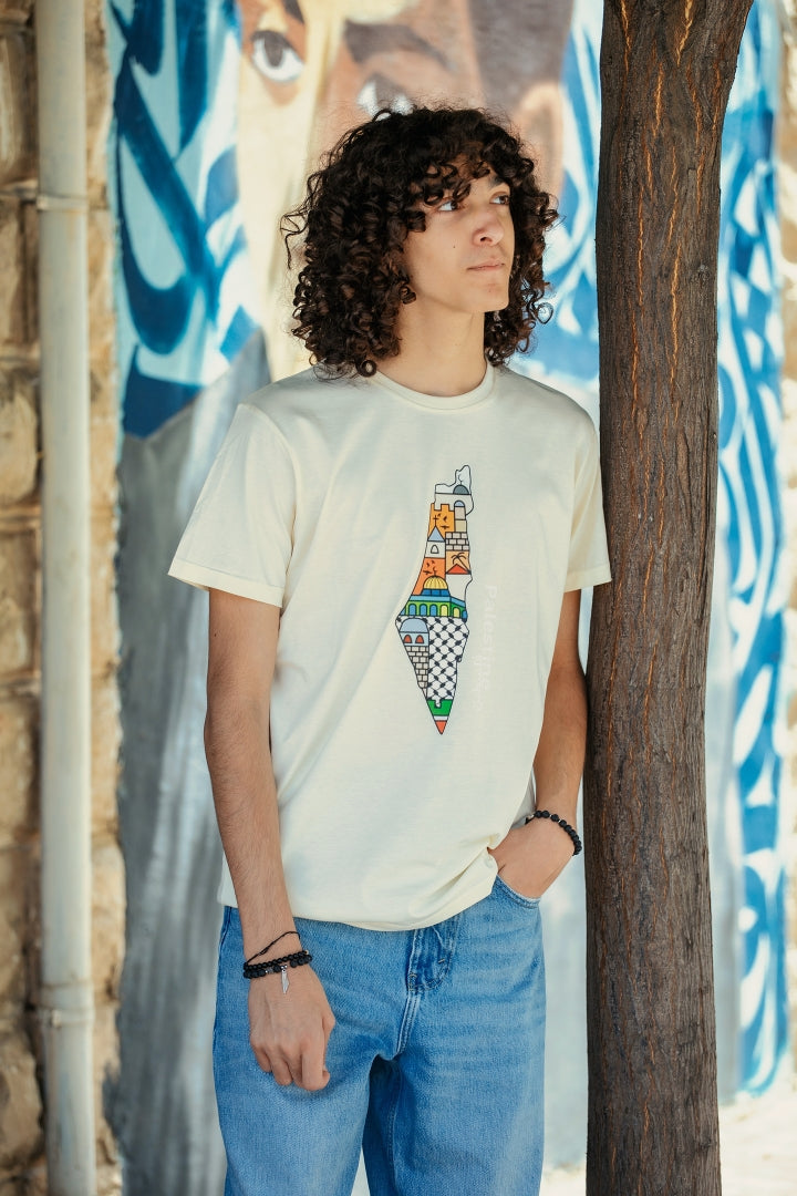 Palestine Map Print Teeshirt - Virtual Bazaar Jordan