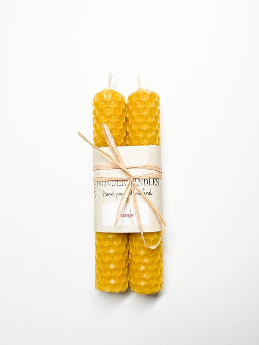 Set of 2 Russian Traditional Candles, Beeswax Orange