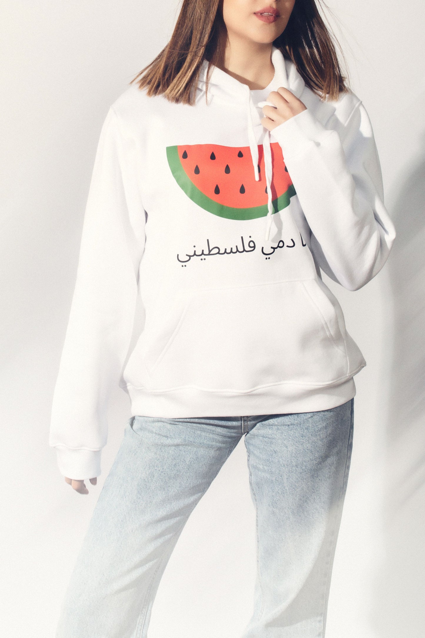 Watermelon print White Hoodie, by Re-Mind