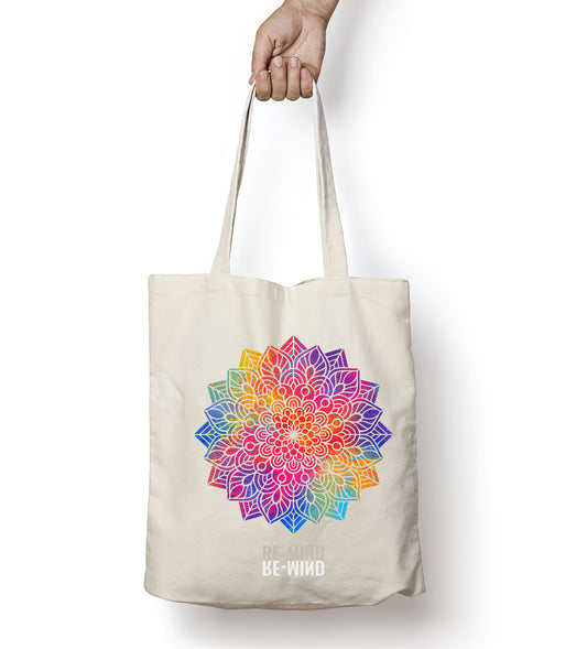 'Rainbow Mandala' tote bag, by Re-Mind'