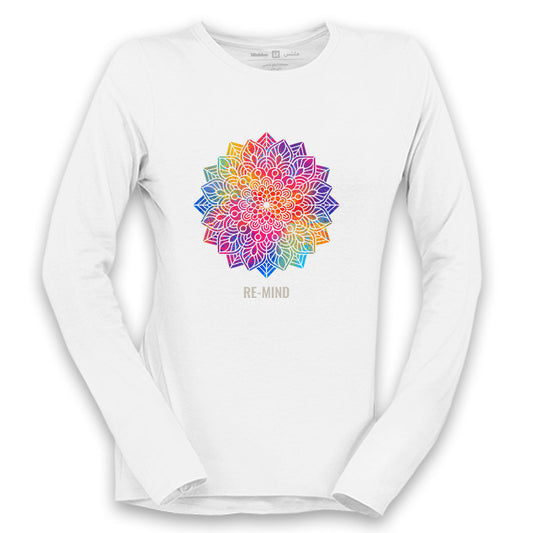 'Rainbow Mandala' long sleeve tee-shirt, by Re-Mind'