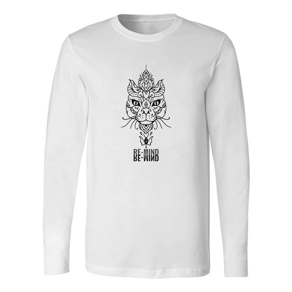 'Cat Mandala' long sleeve tee-shirt, by Re-Mind'