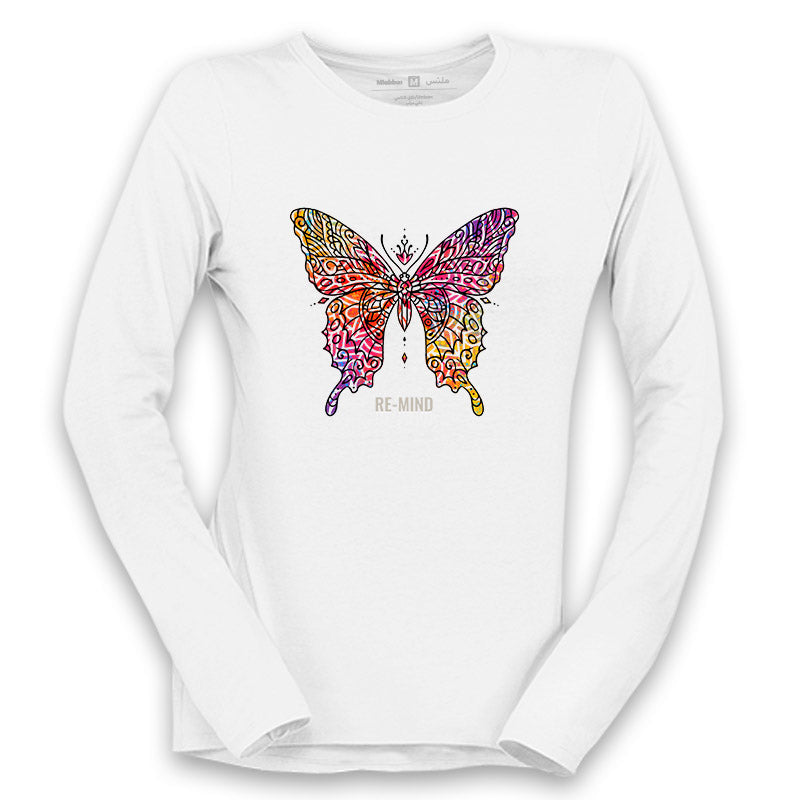 'Butterfly Mandala' long sleeve tee-shirt, by Re-Mind