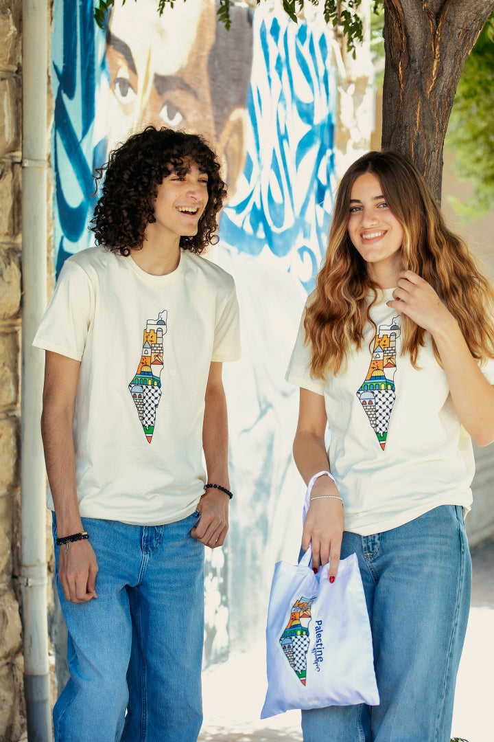 Palestine Map Print Teeshirt - Virtual Bazaar Jordan