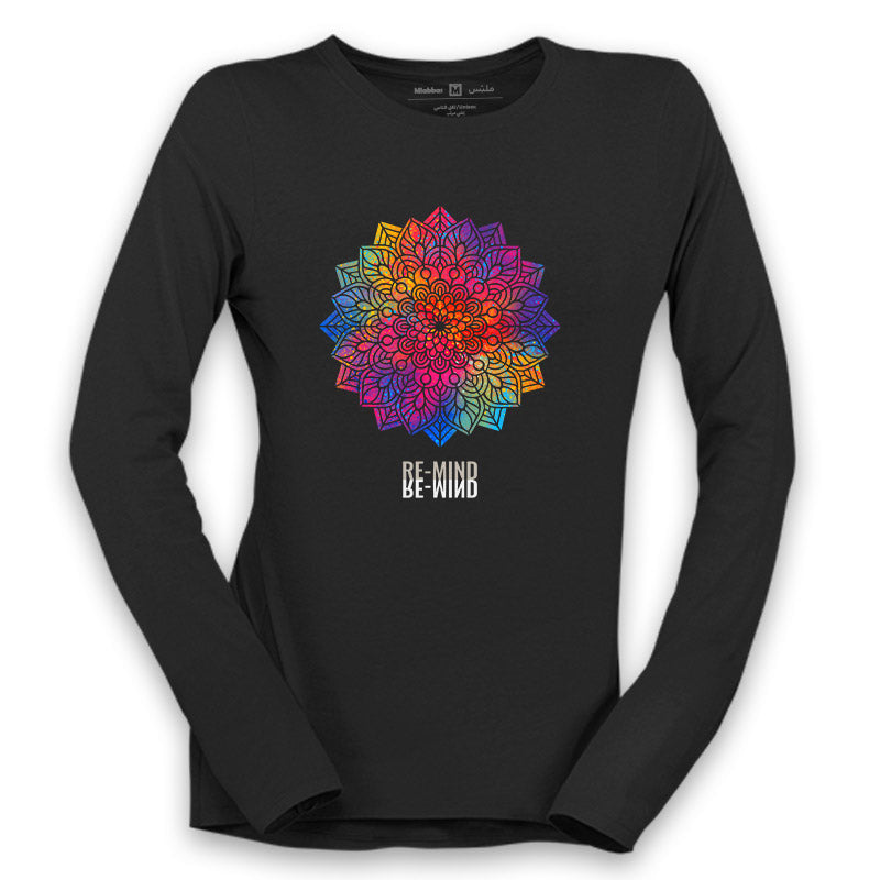 'Rainbow Mandala' long sleeve tee-shirt, by Re-Mind'