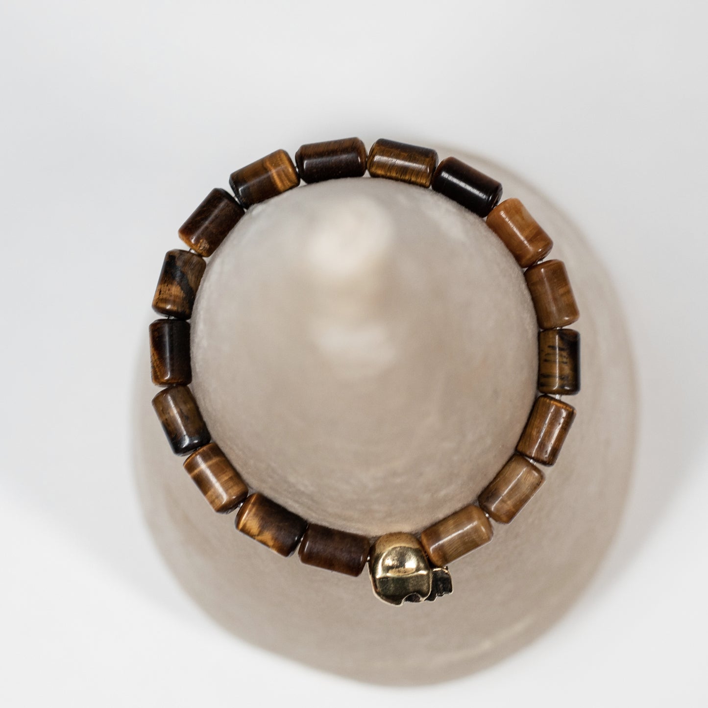 Men’s Brown Tiger Eye Bracelet, wit Scull Charm, by Beadazzled