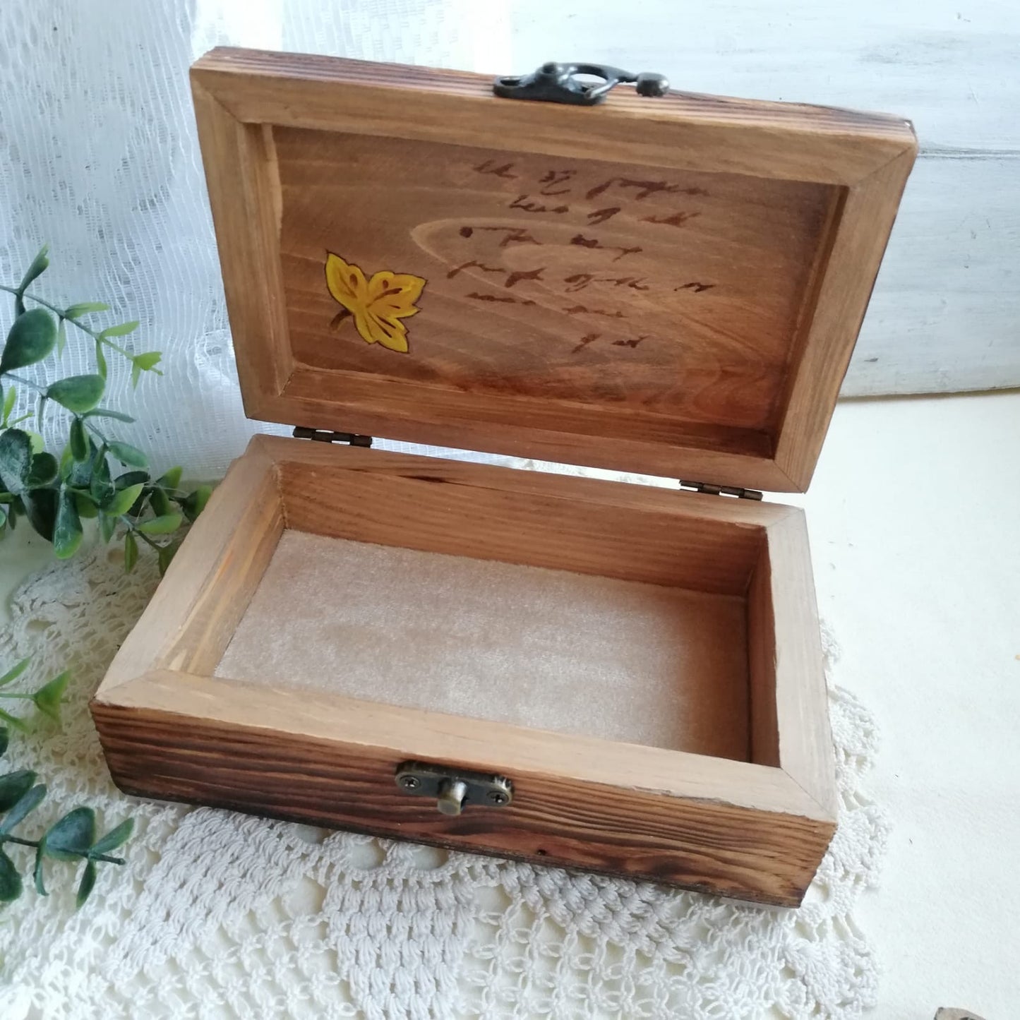 Jewelry Wooden Box Black Iris, From Mushtari Decoupage