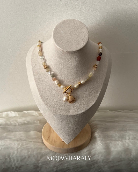 Mixed Agate and Fresh Water Pearl Necklace