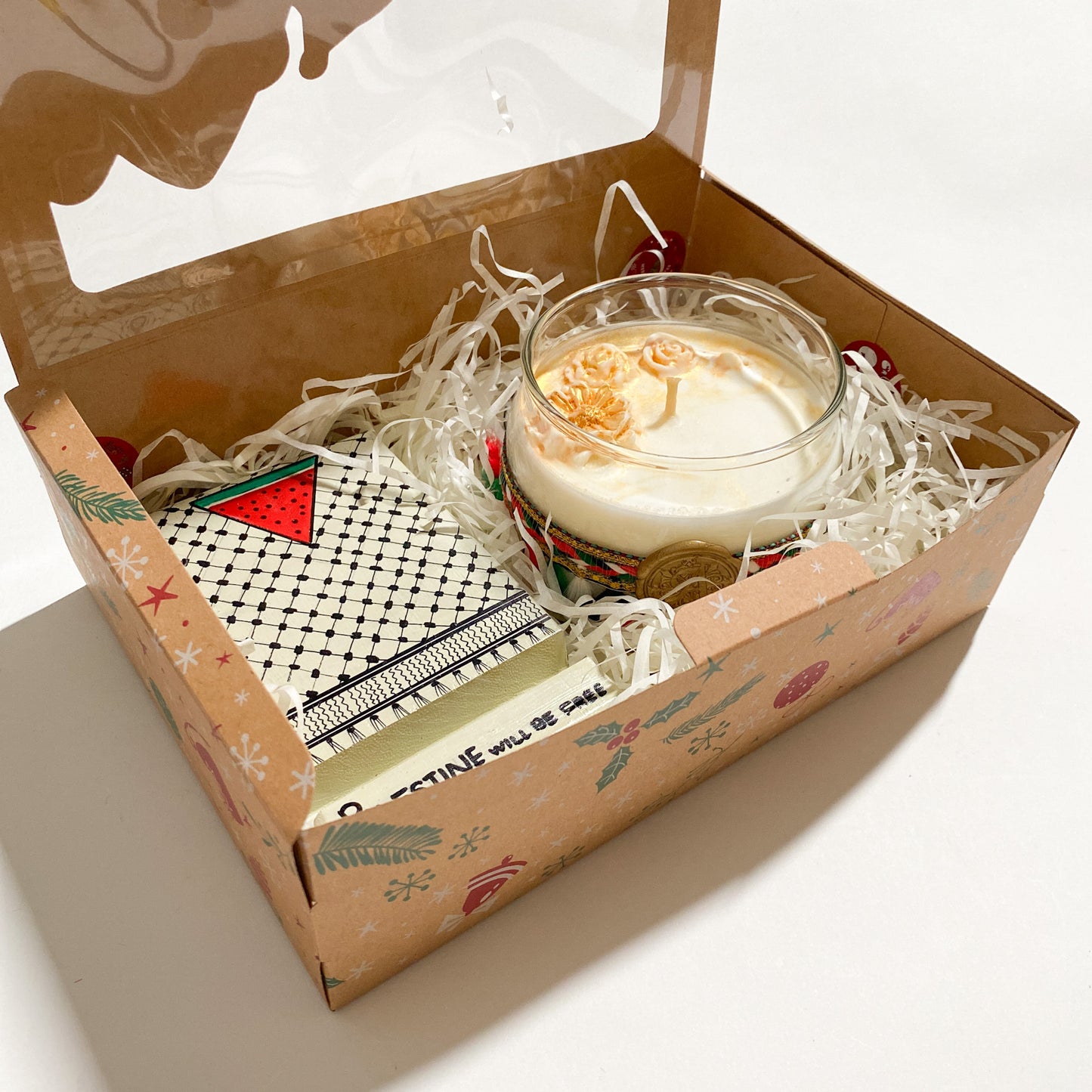 Festive Gift Box with Candle and Phone Stand