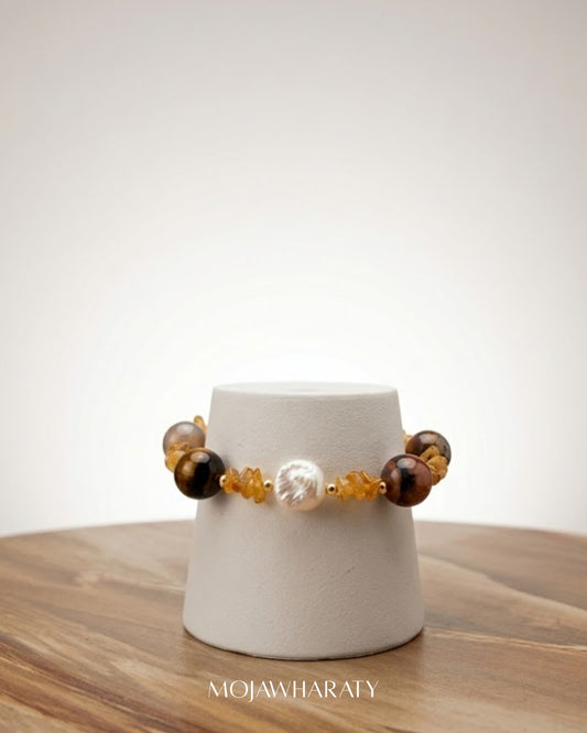 Agate and Pearl Gold-Plated Bracelet