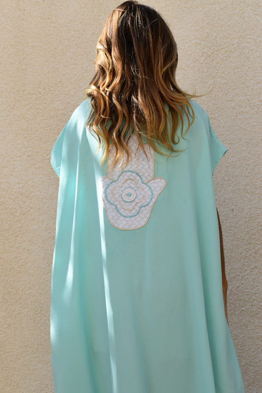 Turquoise Summer Kaftan, by Ruh Al Hatta