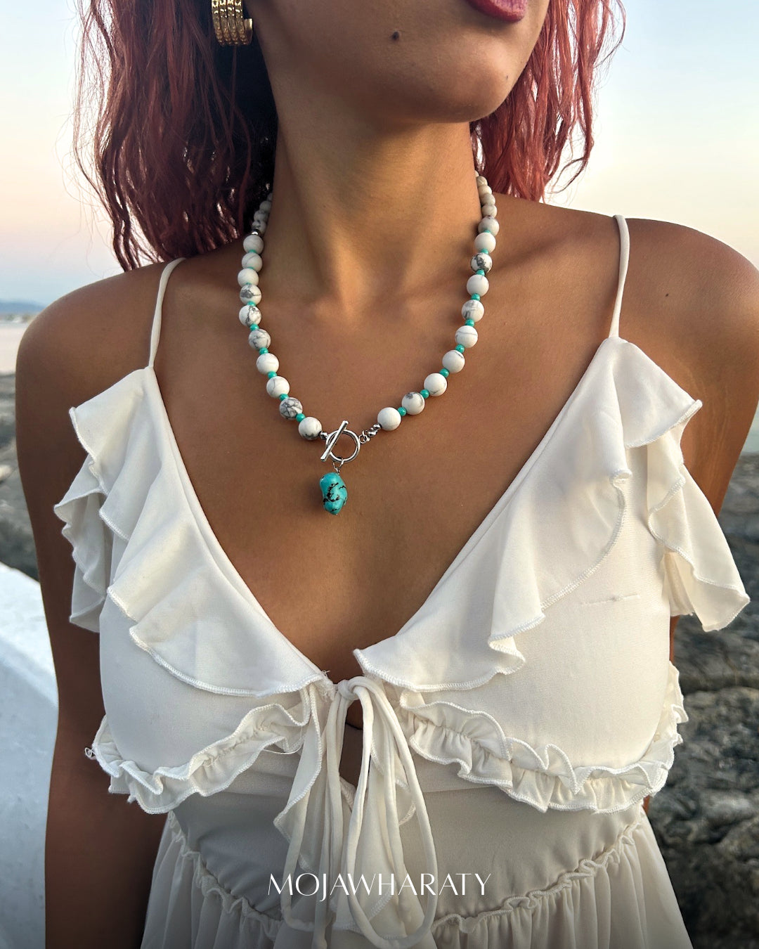 Howlite and Turquoise Double-Sided Necklace