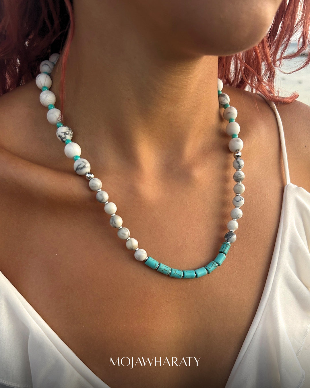 Howlite and Turquoise Double-Sided Necklace