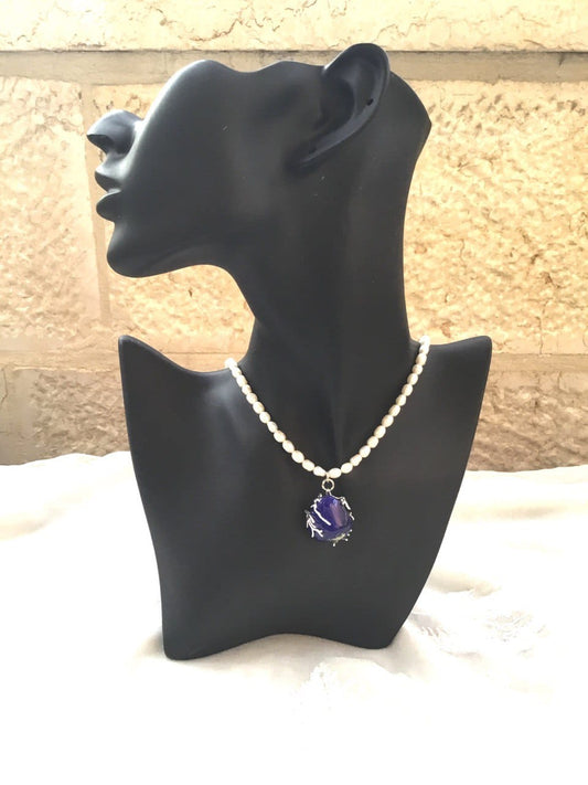 Natural Pearl with Lapis Pendant