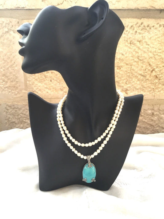 Natural Pearl with Turquoise Pendant