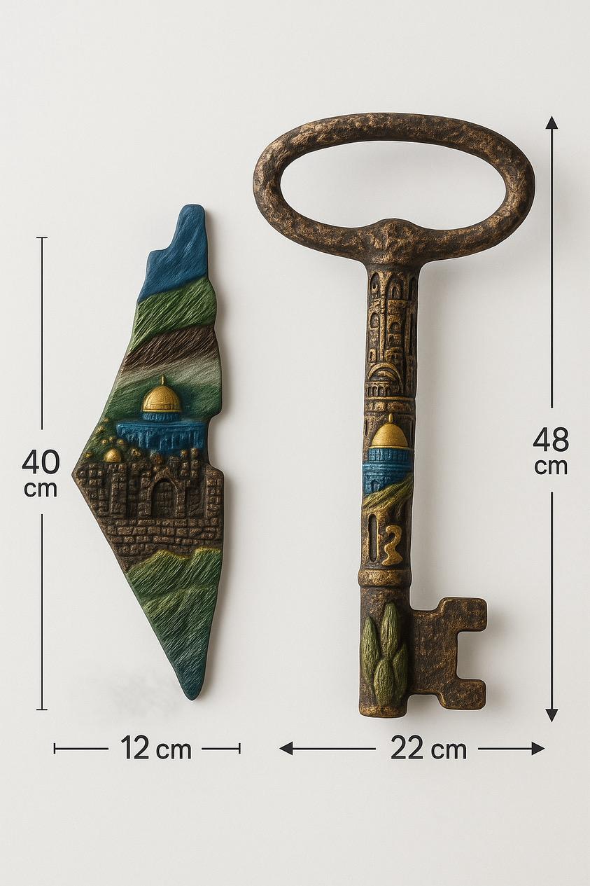 Palestine Map Statue with Key