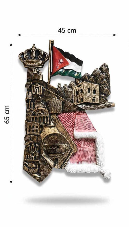 Map of Jordan with Shemagh