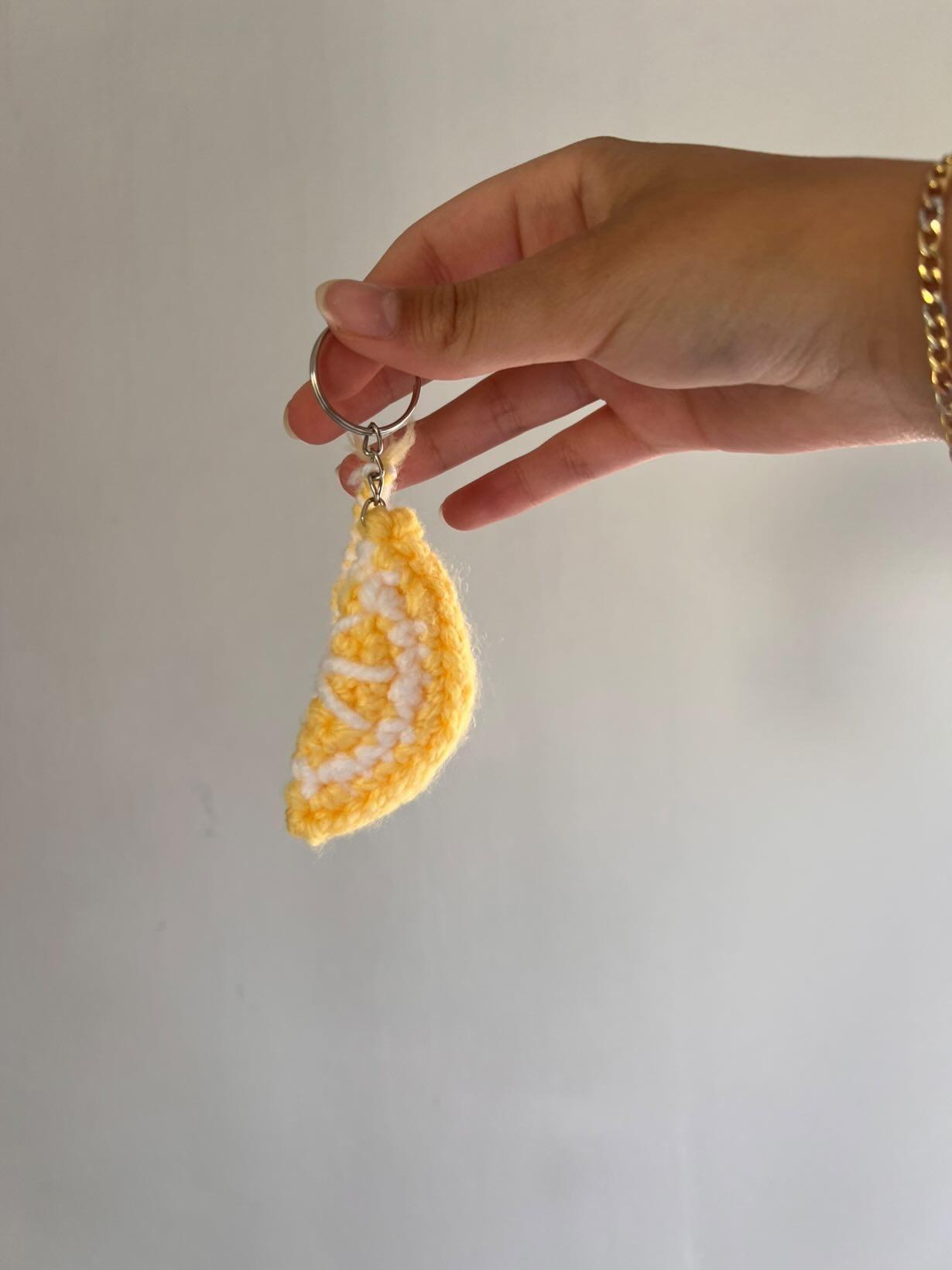 Crochet fruit keychains