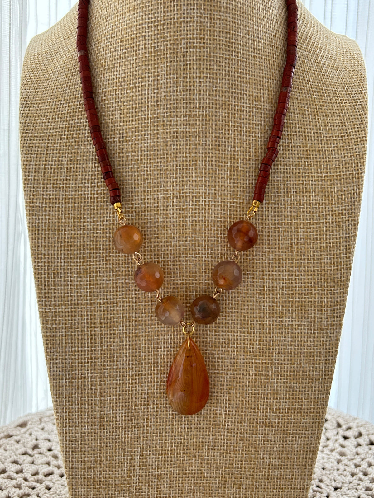Jasper with orange agate stones and pendant