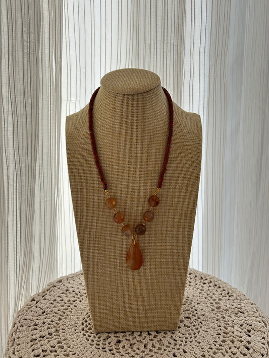 Jasper with orange agate stones and pendant