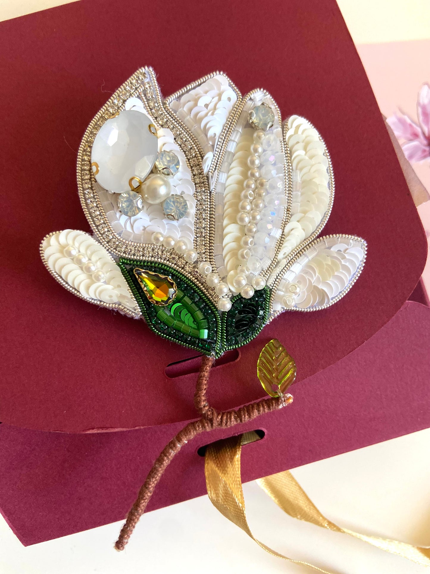 White Gardenia Brooch Pin