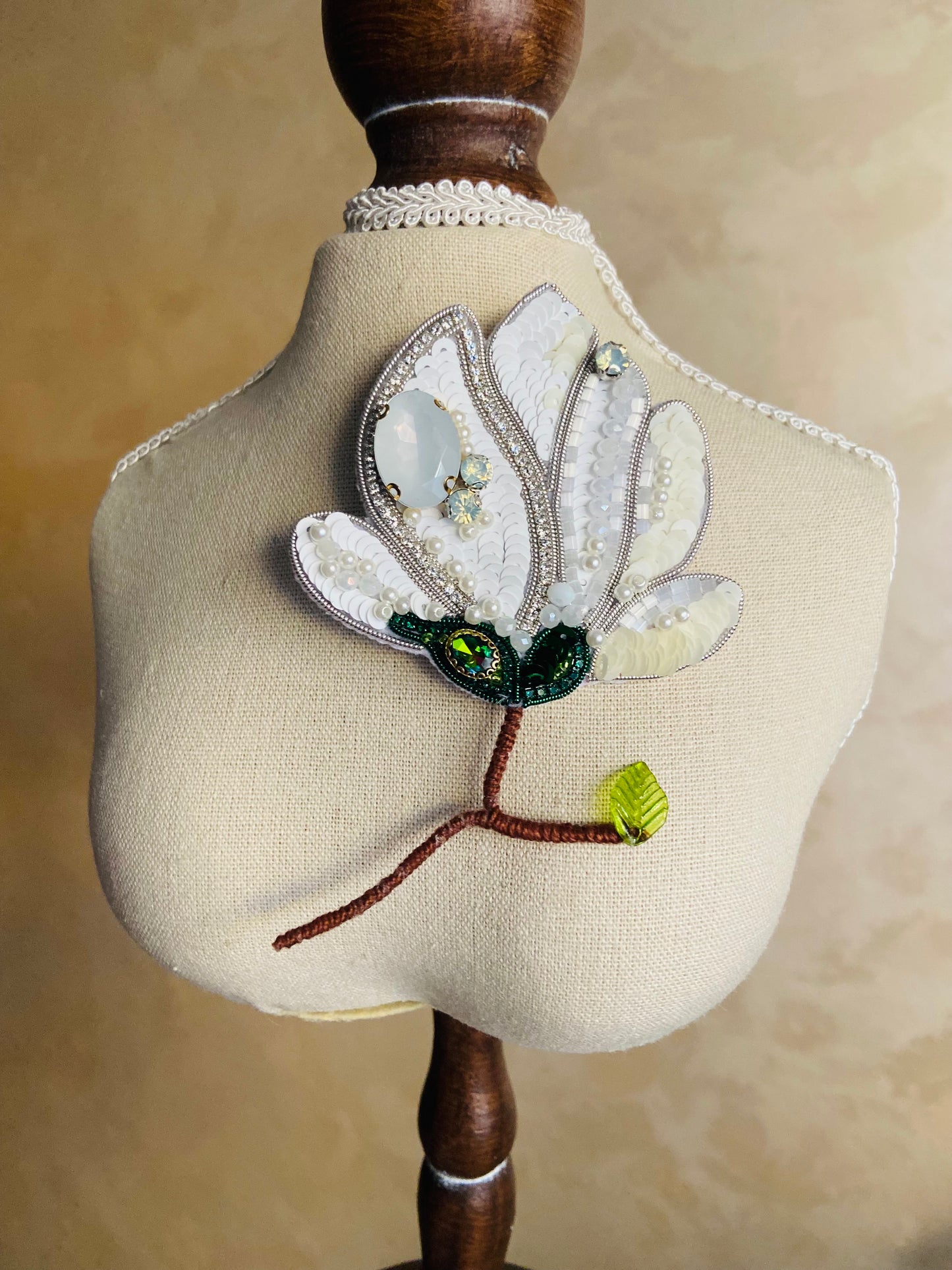 White Gardenia Brooch Pin