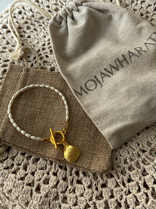 Fresh Water Pearl Seashell Bracelet