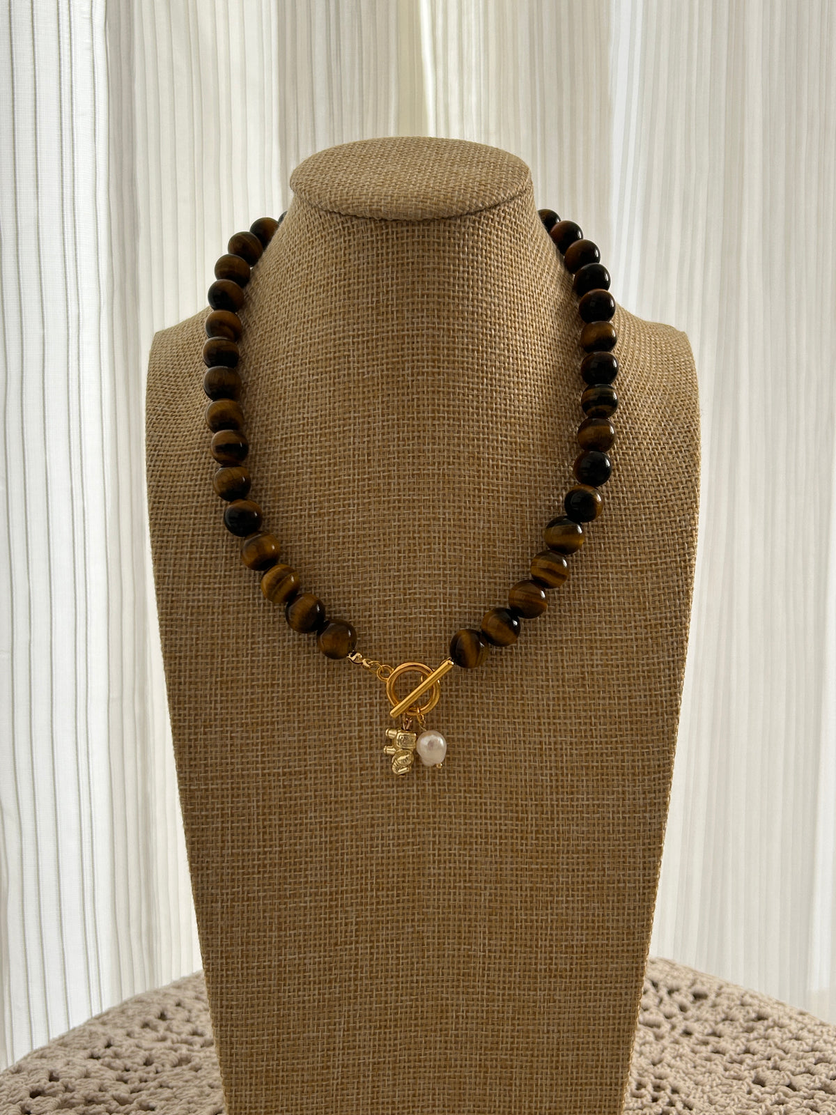 Tiger Eye Elephant Pendant Necklace