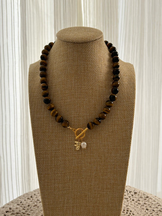 Tiger Eye Elephant Pendant Necklace