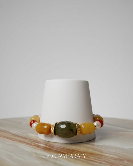Stone and Pearl Gold-Plated Bracelet