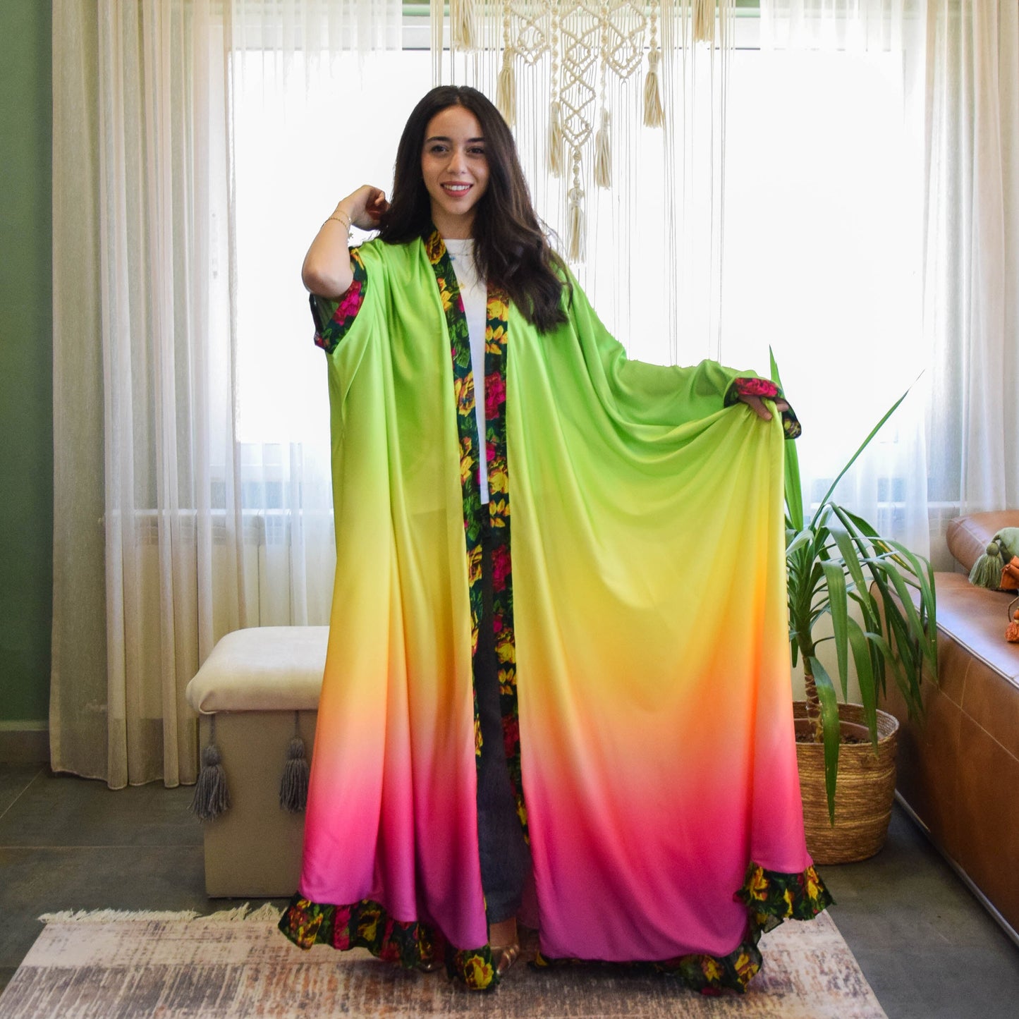 Colorful Satain Abaya