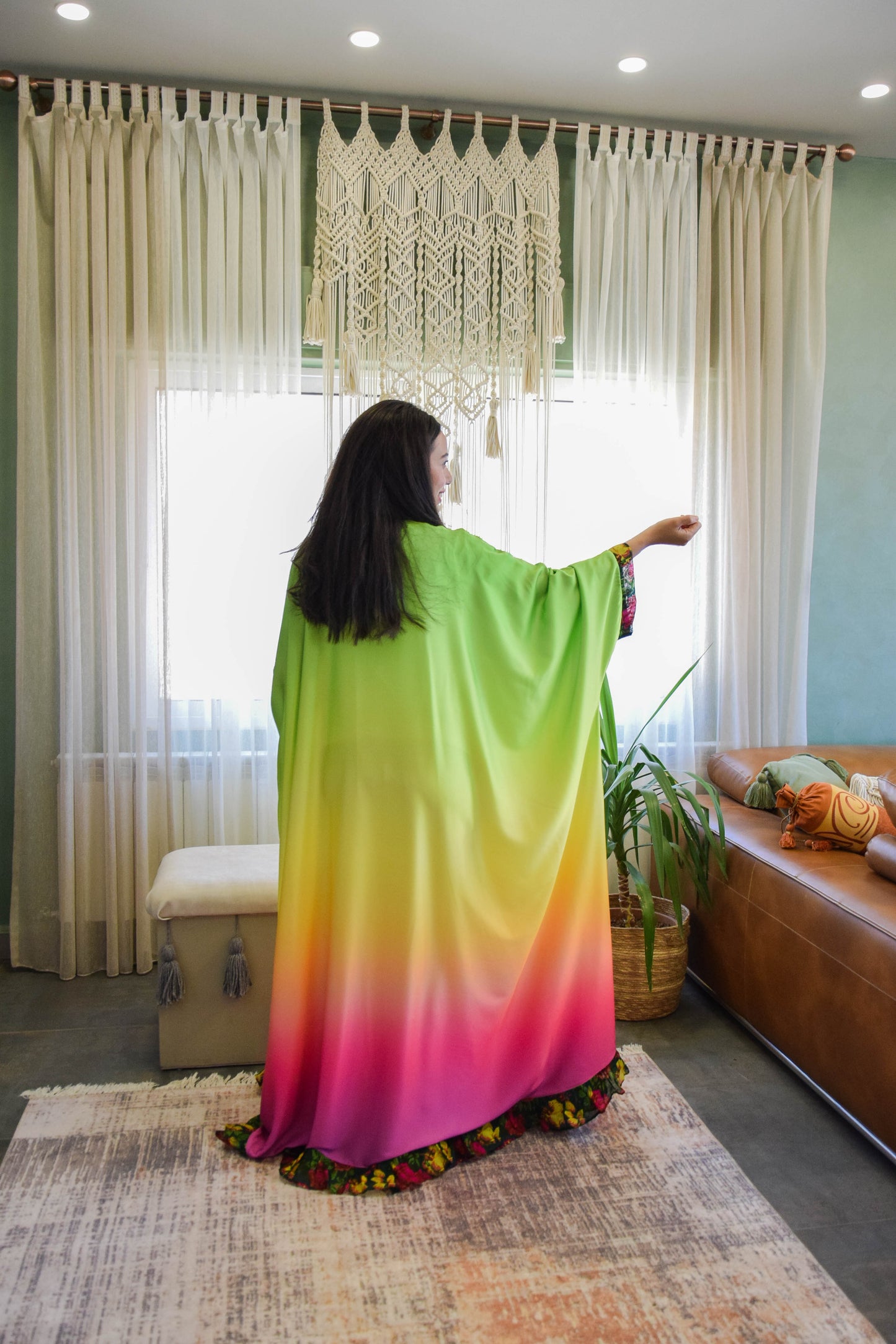 Colorful Satain Abaya