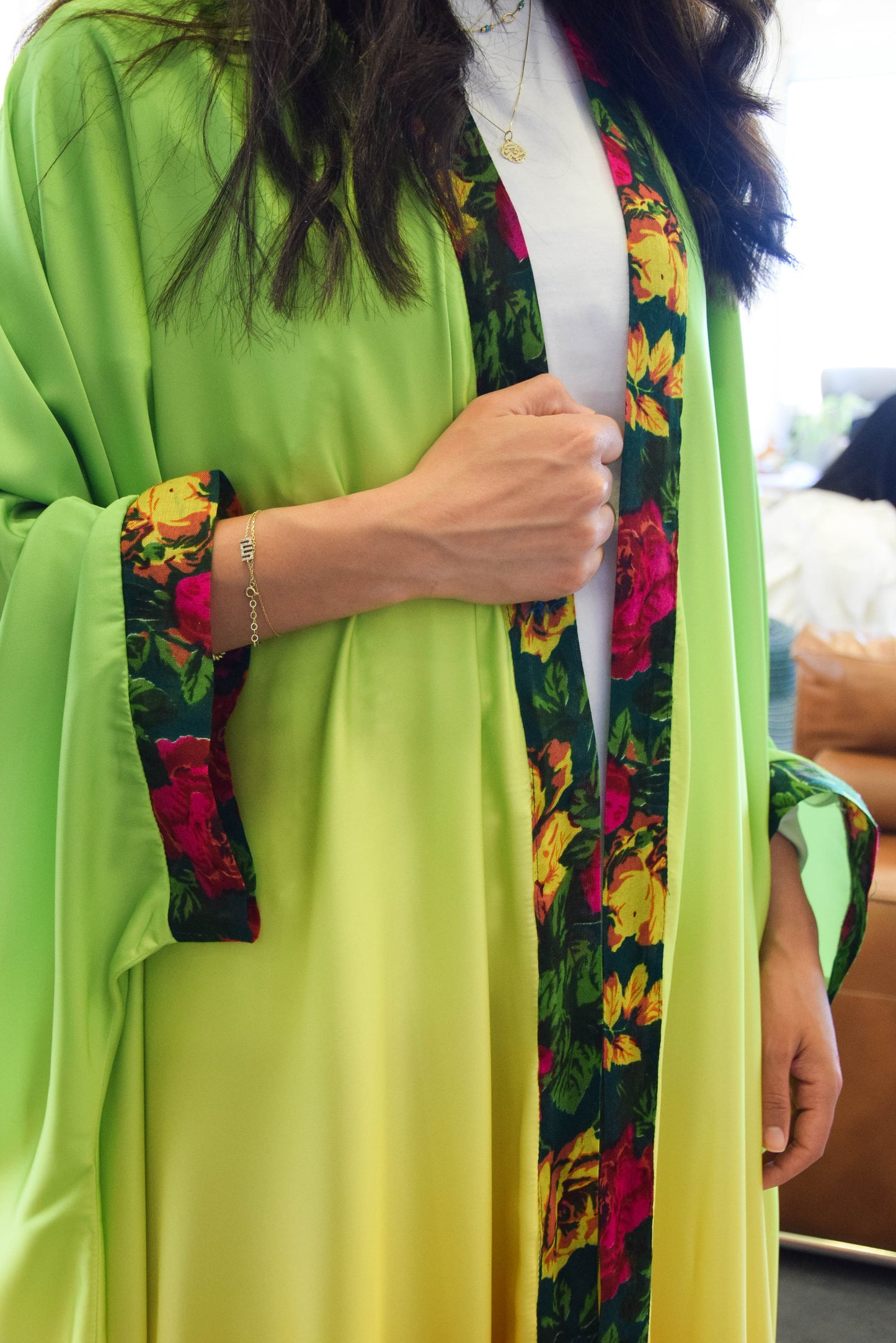 Colorful Satain Abaya