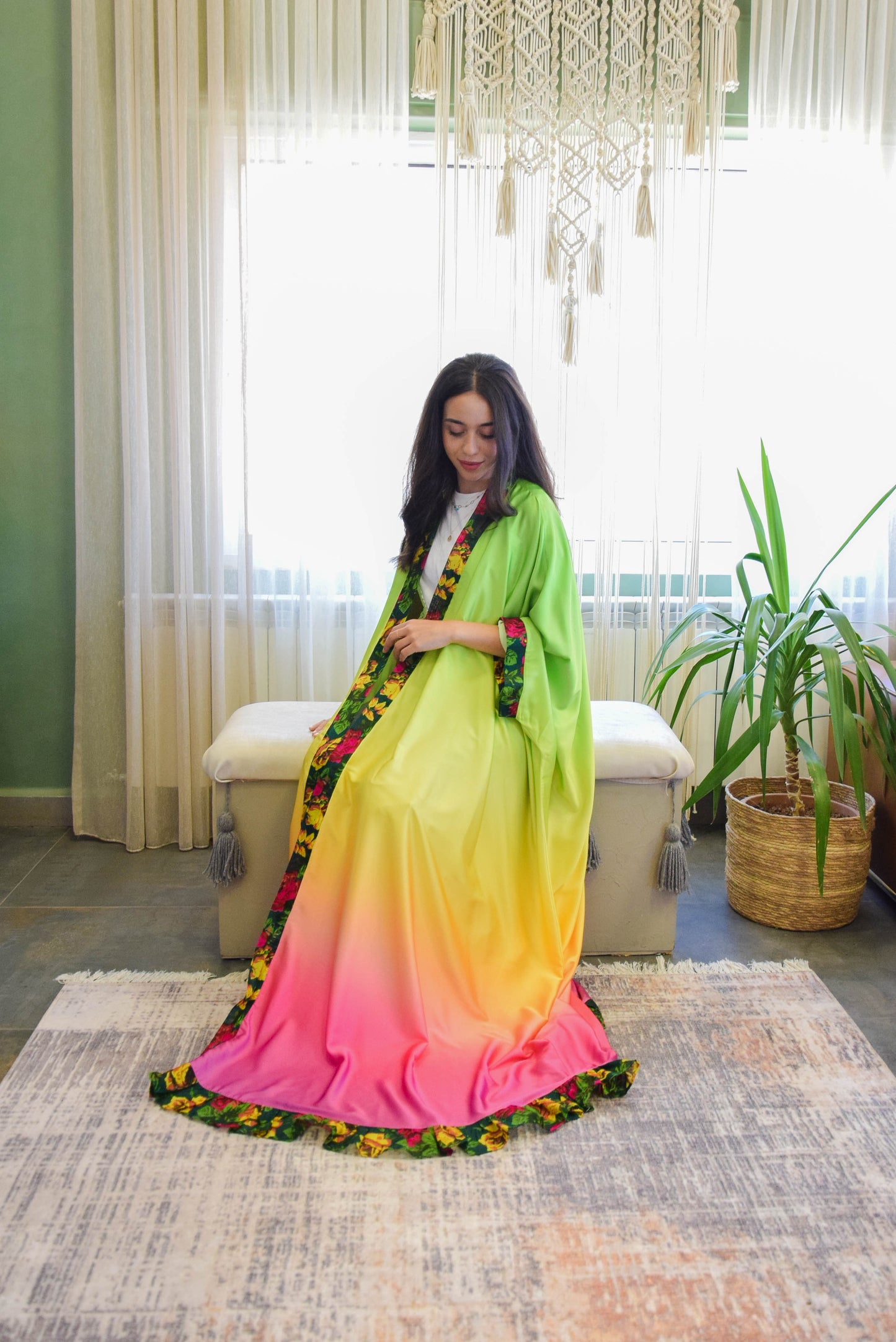 Colorful Satain Abaya