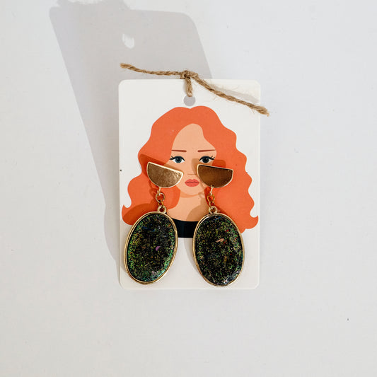 Green Galaxy Earrings