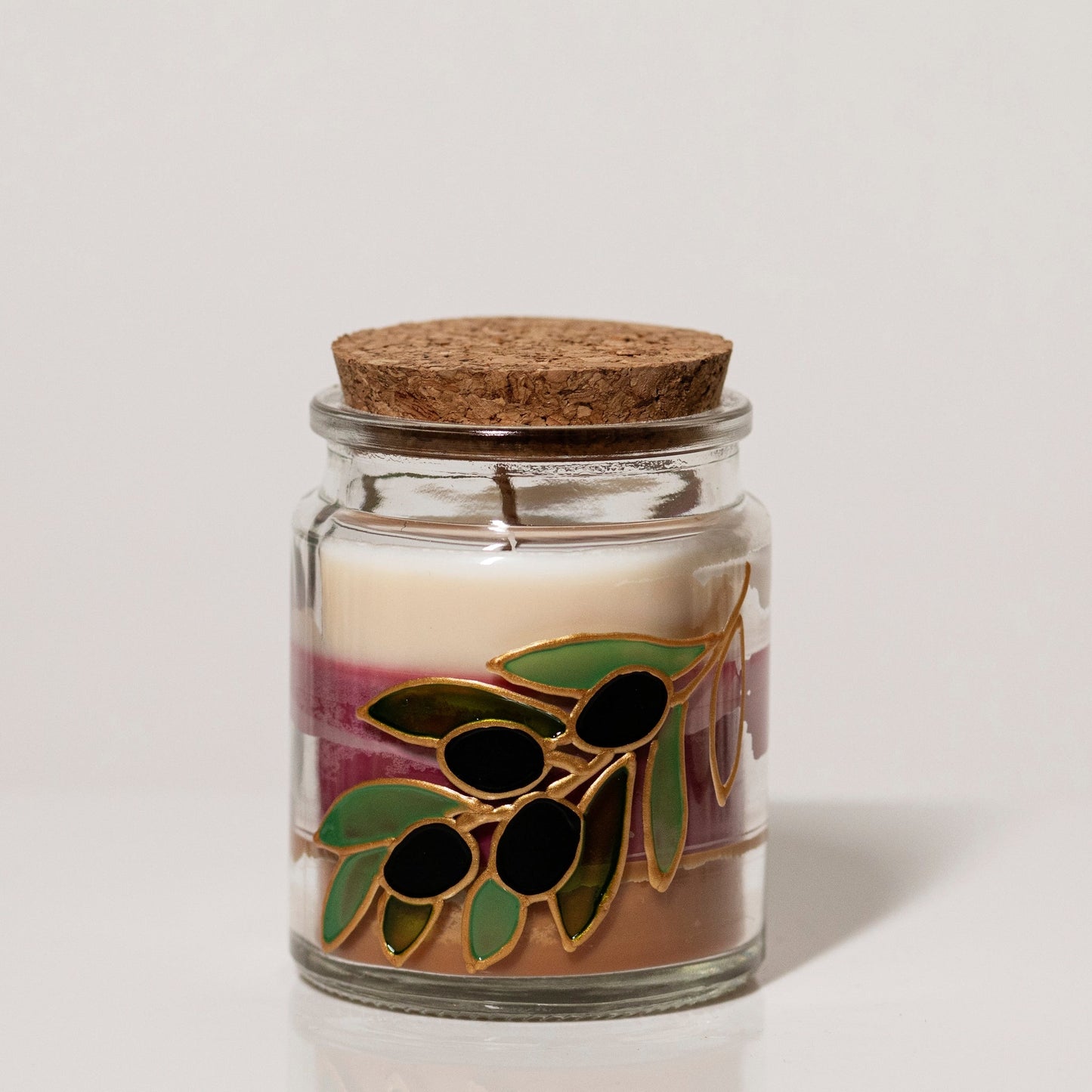 Olive Branch Hand painted Candle, Musk Pomegranate Coffee