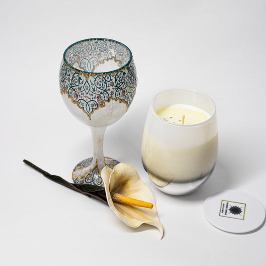 Gift Box with Big Candle and Glass, Indian Nutmeg